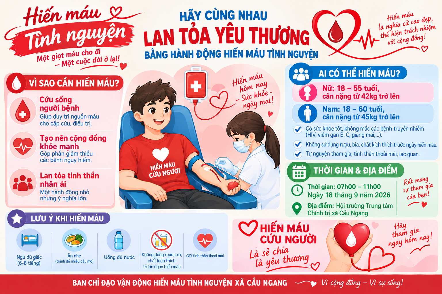 Cầu Ngang xây dựng kế hoạch vận động hiến máu tình nguyện trên địa bàn xã năm 2026
