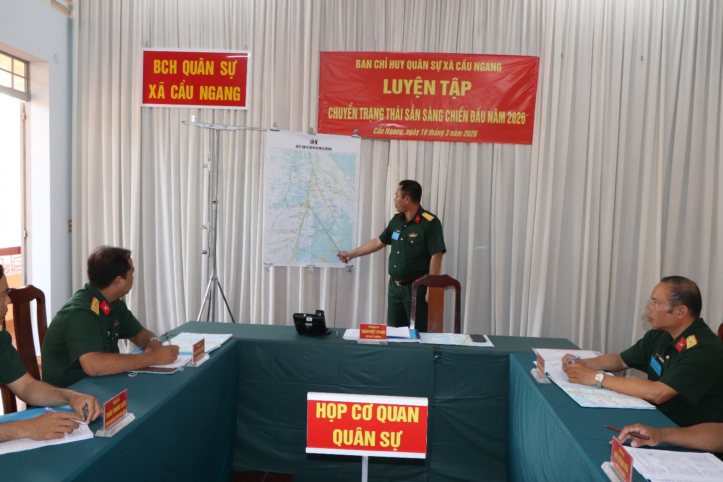 Ban Chỉ huy Quân sự xã Cầu Ngang tổ chức luyện tập chuyển trạng thái sẳn sàng chiến đấu năm 2026