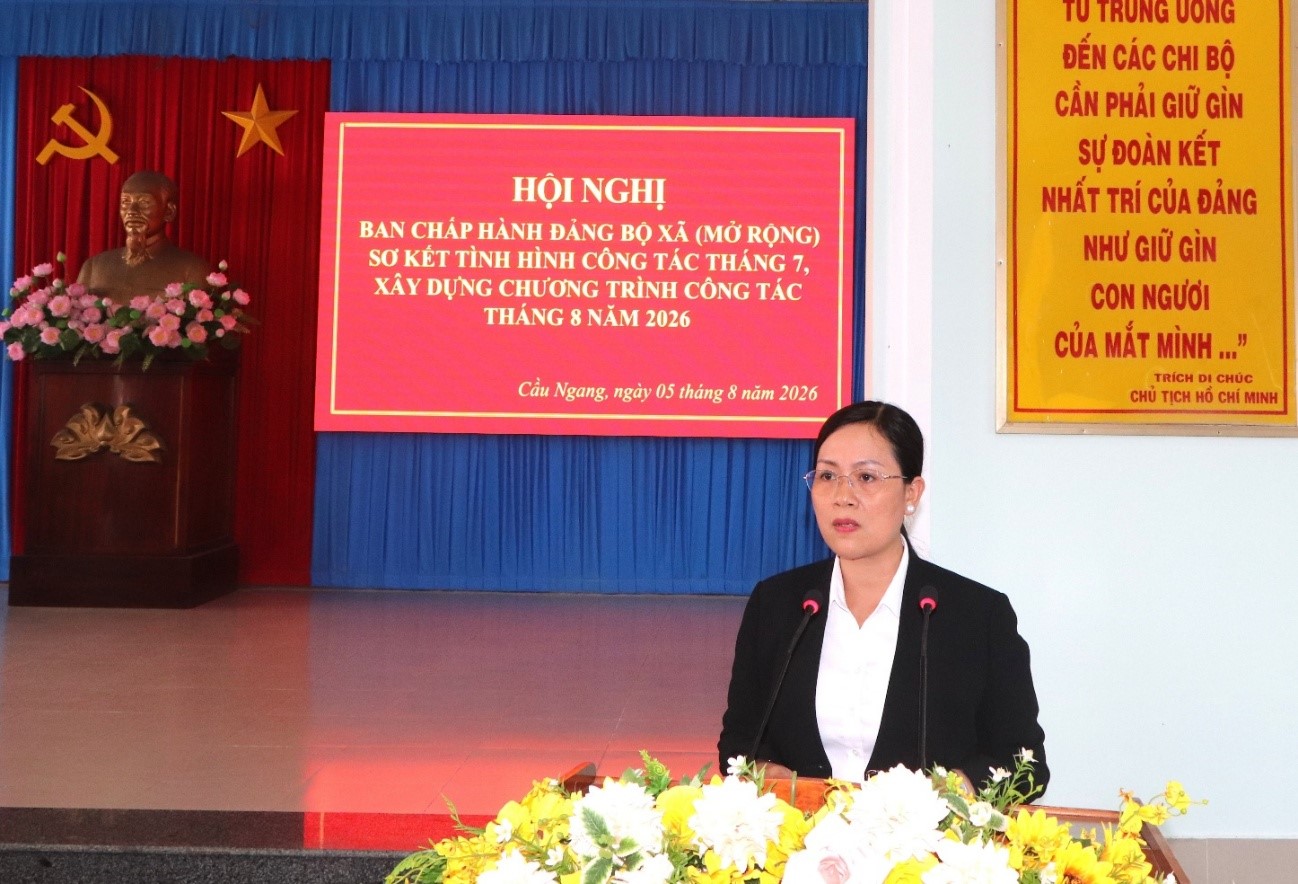 Đảng bộ xã Cầu Ngang tổ chức hội nghị xây dựng chương trình công tác tháng 8 năm 2026
