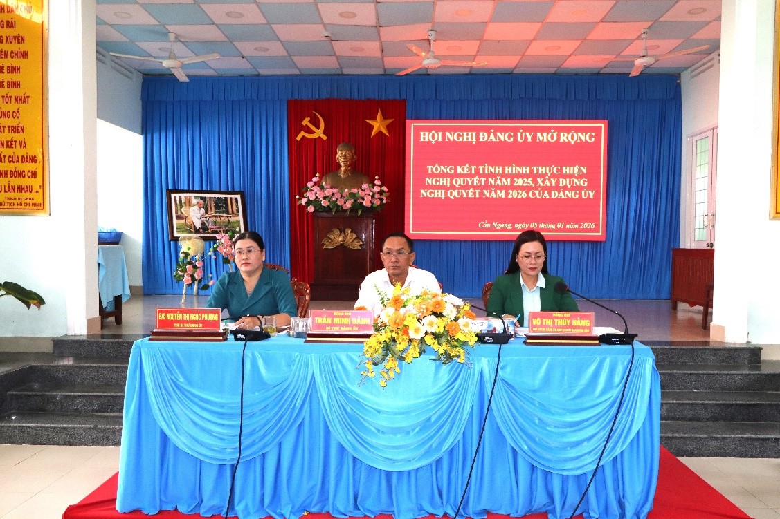 Đảng bộ xã Cầu Ngang tổng kết tình hình thực hiện Nghị quyết năm 2025 và triển khai Nghị quyết năm 2026. 
