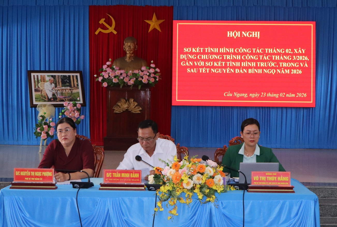 Đảng bộ xã Cầu Ngang tổ chức Hội nghị Ban chấp hành Đảng bộ xã sơ kết tình hình công tác tháng 2, xây dựng chương trình công tác tháng 3